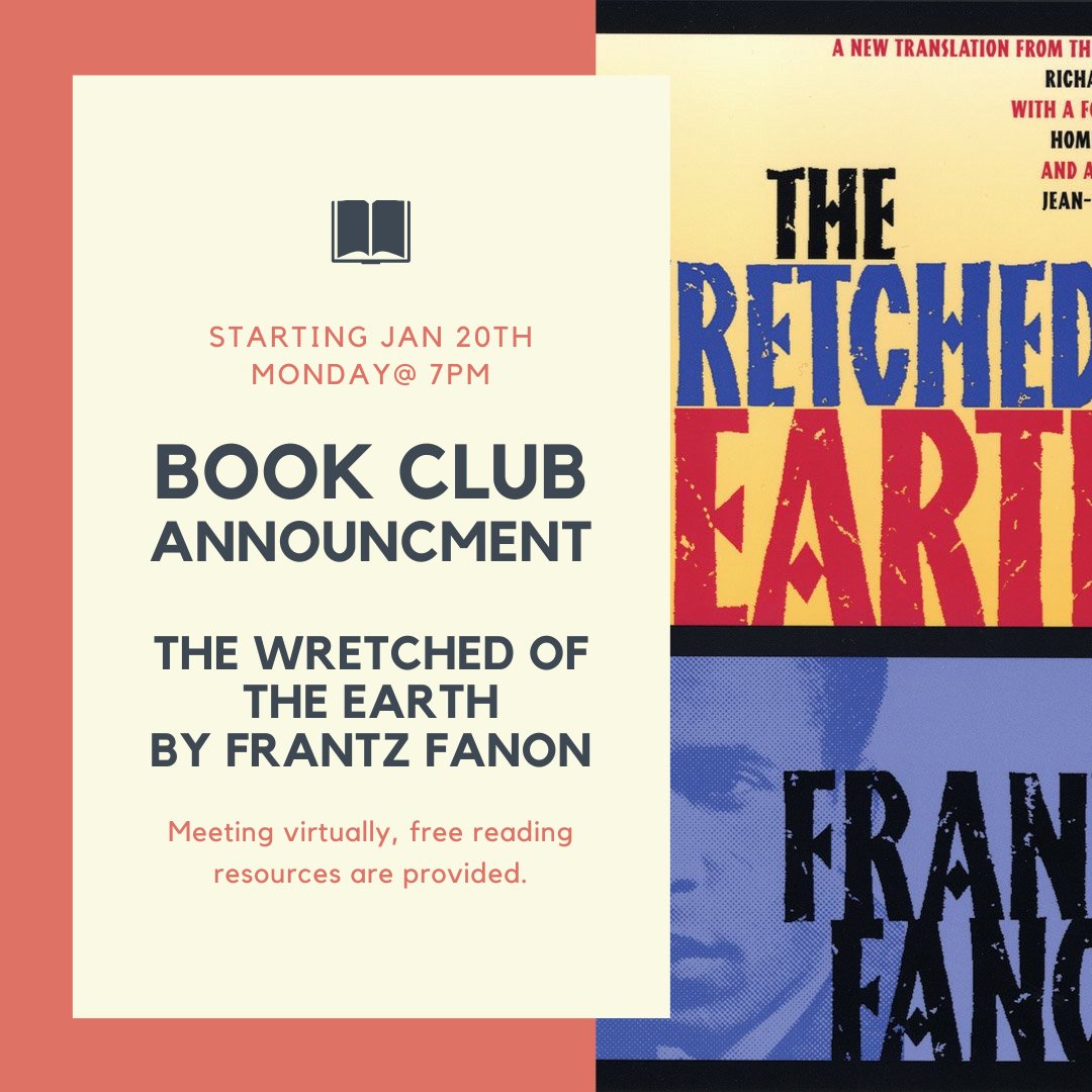Want to learn more about Palestine but don’t know where to start? <a href="/SJCNL709/">Social Justice Co-op NL</a>  bookclub is reading The Wretched Of the Earth by Frantz  Fanon starting January 20th, 2025. WOTE is an important text that  explores the psychology of the colonized-colonizer relation and-