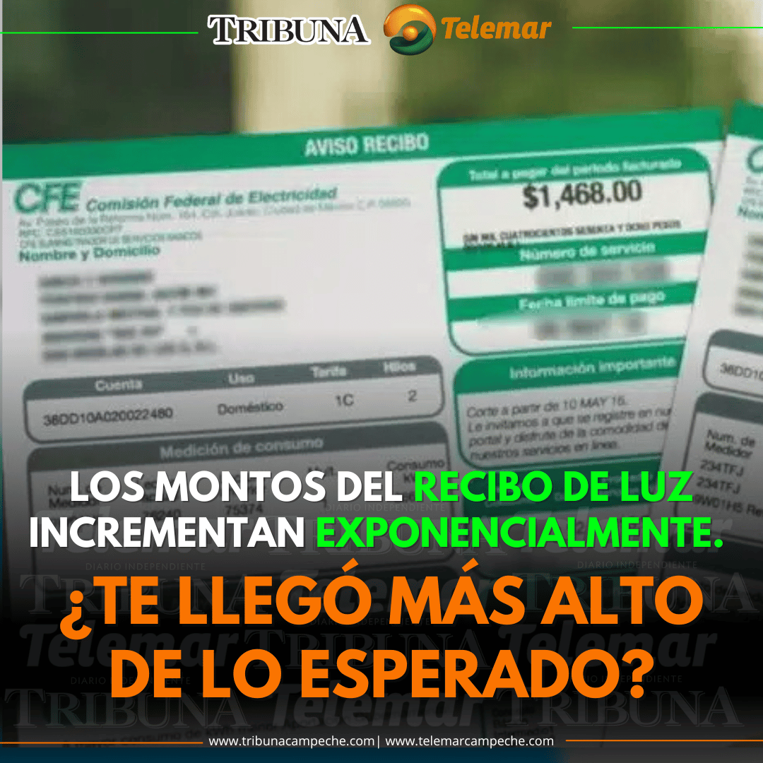 tribunacampeche's tweet image. #INTERACCIÓN: ¿CUÁNTO TE LLEGÓ?

Muchos hemos notado que los recibos de luz han subido últimamente.  Comparte en los comentarios el monto que pagarás.

#ReciboDeLuz #CostoDeLaElectricidad #AumentoDeLuz
