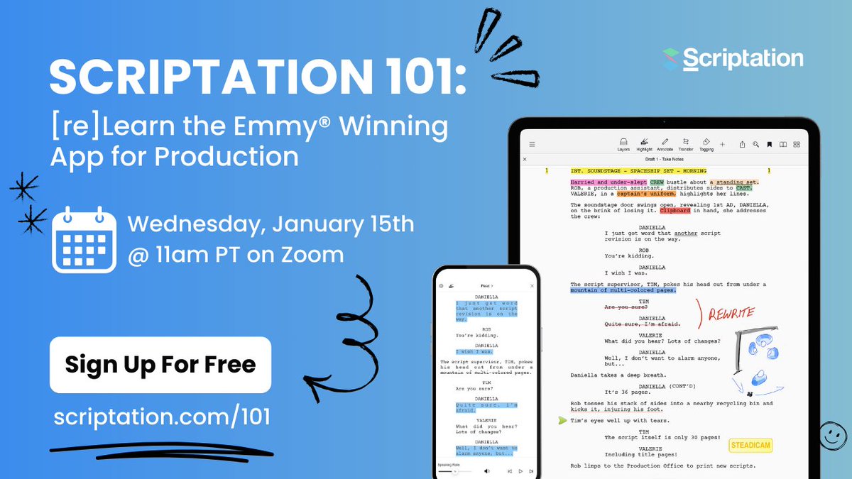 scriptation's tweet photo. Kickstart 2025 with our comprehensive Scriptation 101 webinar — perfect for anyone who’s always wanted to dive into Scriptation but wasn’t sure where to start, as well as current users looking for the newest features and tips! 

RSVP for free! https://t.co/7oOPdp8u4q https://t.co/6RWMVAQHVw