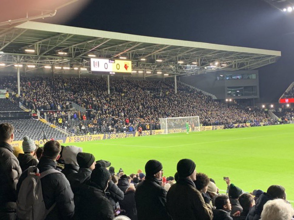 Awaydays23's tweet photo. Watford at Fulham tonight #watfordfc https://t.co/WgkFYlTOqk