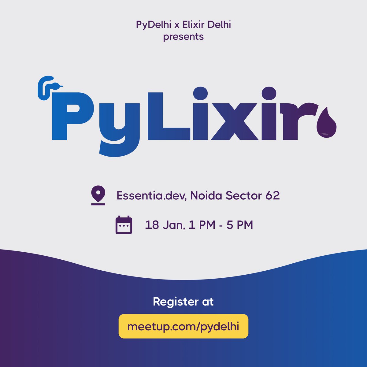 Ushering in <a href="/PyDelhi/">PyDelhi</a>'s first meetup of 2025 - get ready for PyLixir! 🐍⚗️

🗓️ 18th Jan, 1 PM - 5 PM
📍Essentia.dev, Noida Sec - 62
RSVP: meetu.ps/e/NMJpV/XDYgJ/i

Come on over for this collaborative meetup with <a href="/elixir_delhi/">elixir-delhi</a> for a day of talks, networking &amp; learning 📚