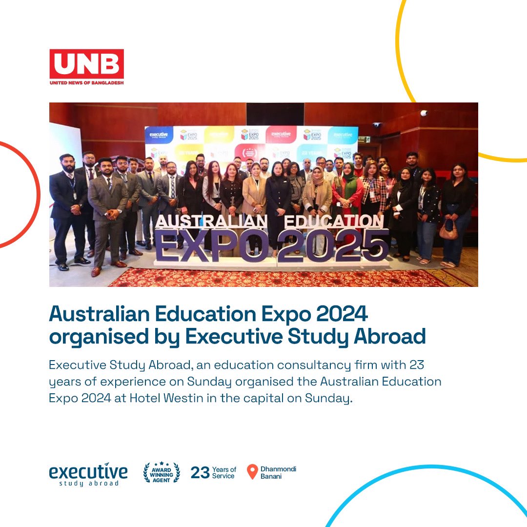 etibd's tweet photo. Australian Education Expo | January 2025.
Print/ Online news coverage.

#studyinaustralia #eti #etibd #executivestudyabroad #studyabroad https://t.co/KqGwIIf669