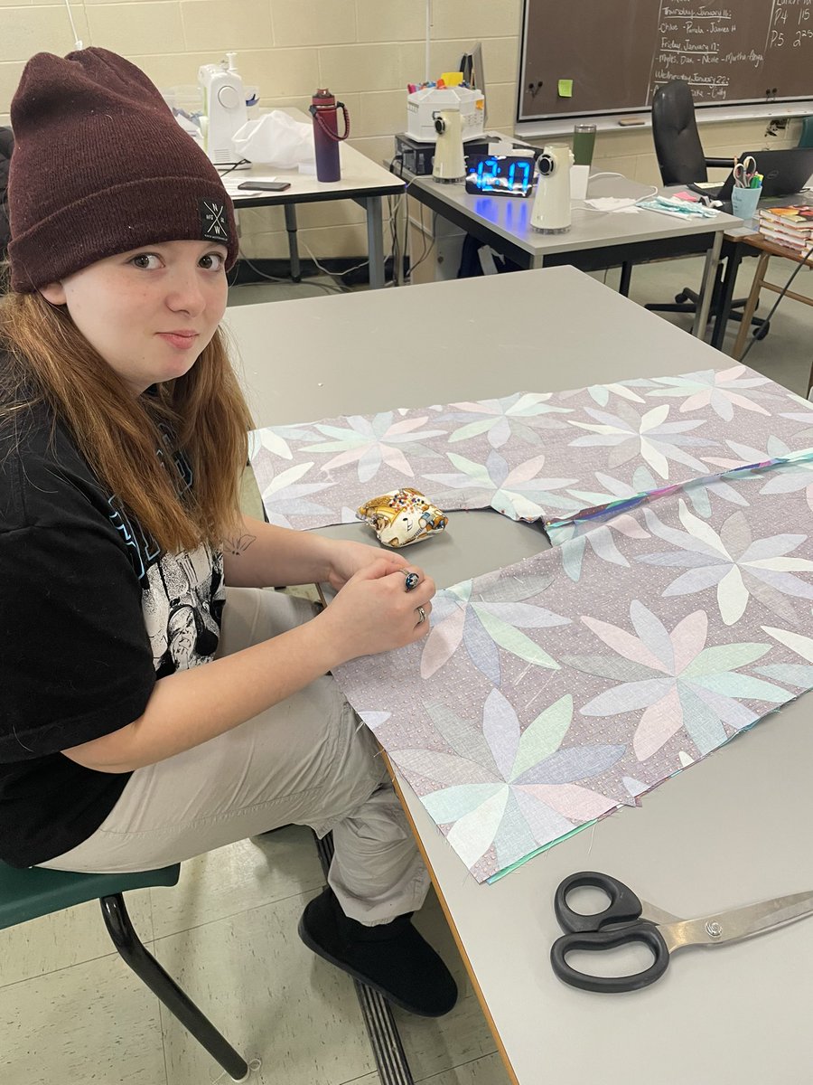 Simonds_HS's tweet photo. PJ pants are starting to take shape in grade 11 Fashion Tech and Design! #Seabee #HighSchool https://t.co/mE5V4d4gyY