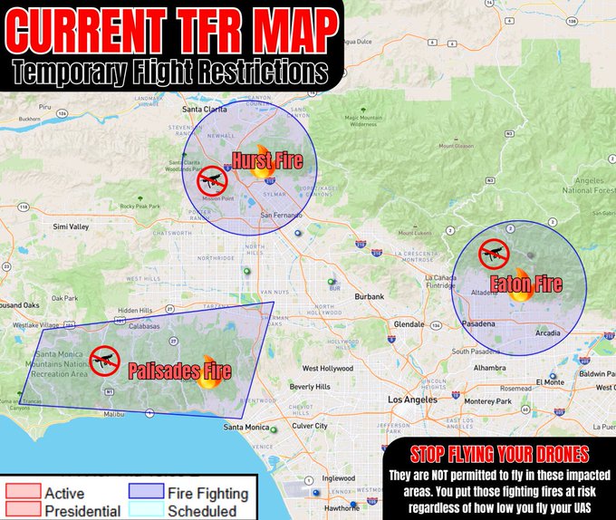 Aviso de restrição de voos.