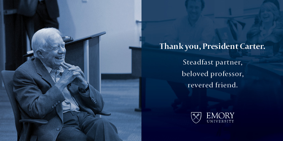 EmoryUniversity's tweet image. Emory joins the nation today in honoring the life of President Jimmy Carter. With his passing, the world has lost a beacon for justice and human rights. Emory remembers: links.emory.edu/rememberingcar… #CarterAtEmory #JimmyCarter #PresidentCarter #CarterCenter