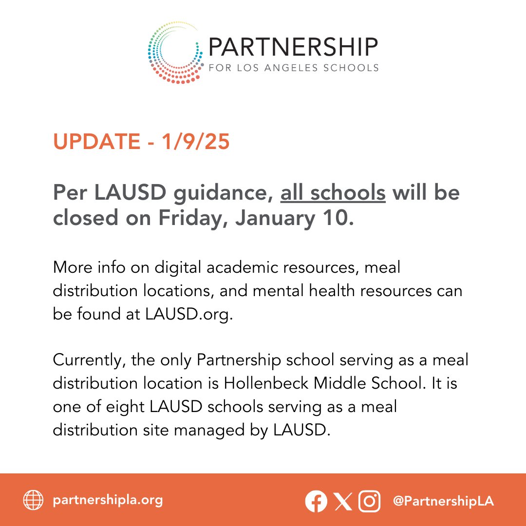 The ongoing fires, strong winds, and poor air quality are impacting many in our communities. Please prioritize your safety and well-being during this challenging time. For more updates, follow us on Instagram.