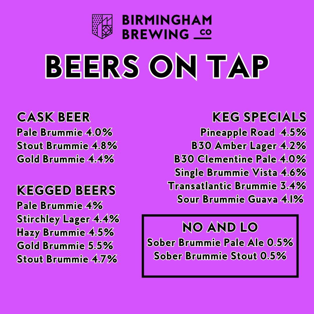 Look at that tap list 👀

On Saturday we will be closing early at 6pm for a private event, so make sure to swing by beforehand for your Brummie beer fix.
