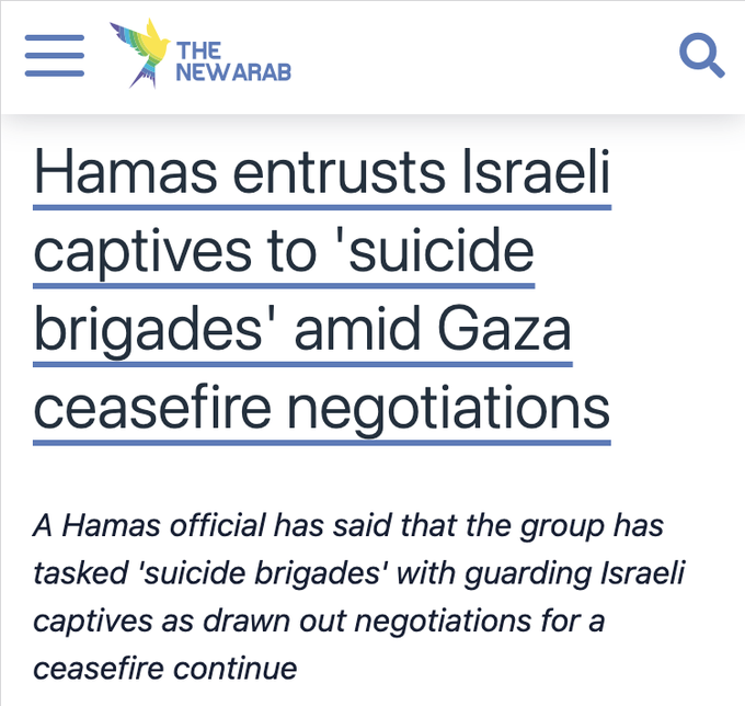 EYakoby's tweet image. BREAKING: Hamas has announced that a new &quot;suicide brigade&quot; will be guarding Israeli hostages so that if there is a rescue attempt, they will detonate themselves.

These are the sick monsters that Hamas are.