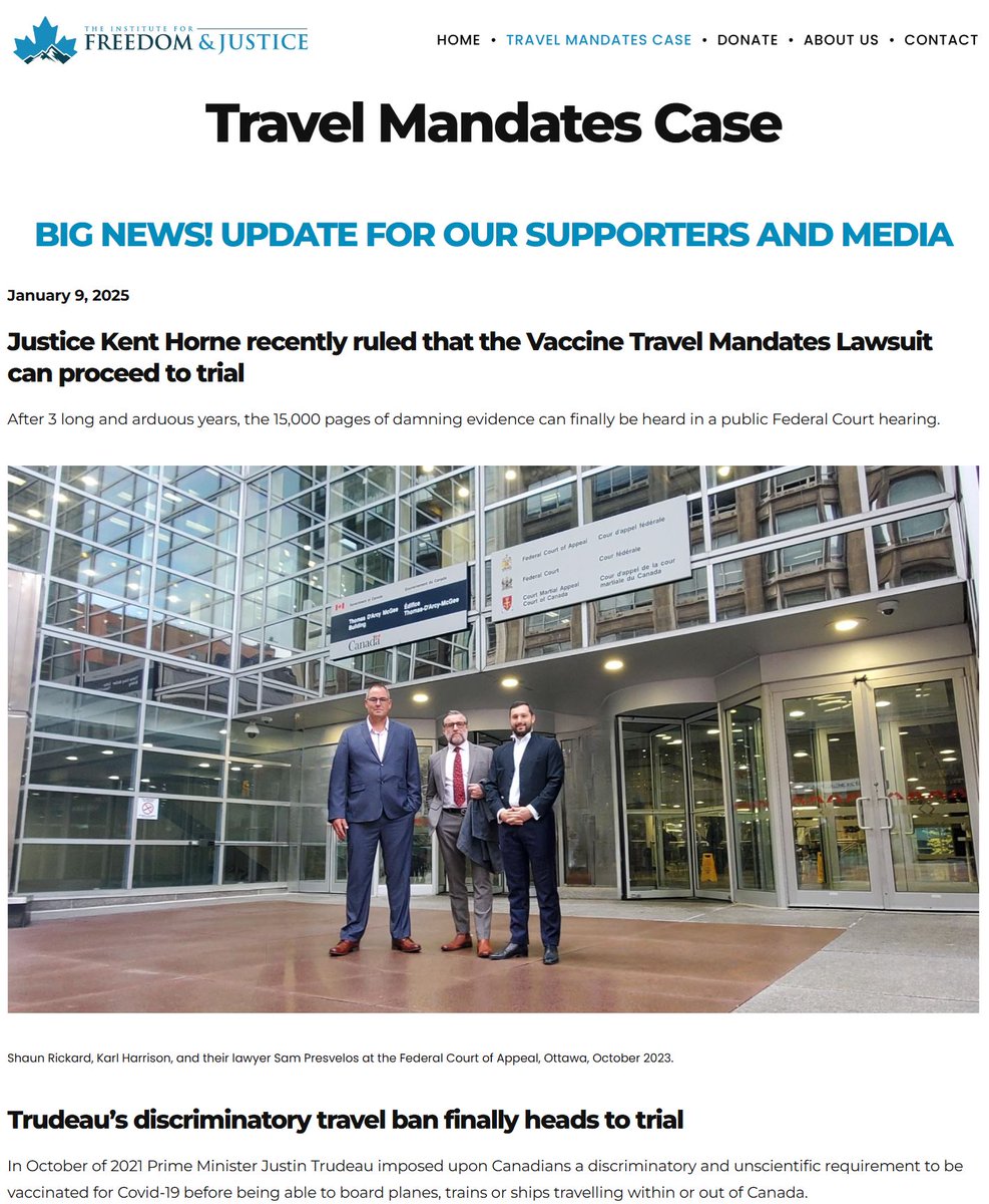 ShaunRickard67's tweet image. BIG NEWS! Justice Kent Horne recently ruled that our Vaccine Travel Mandates Lawsuit can proceed to trial.
After 3 long & arduous years, our 15,000 pages of damning evidence will finally be heard in a public Federal Court hearing - Please repost this announcement widely.…