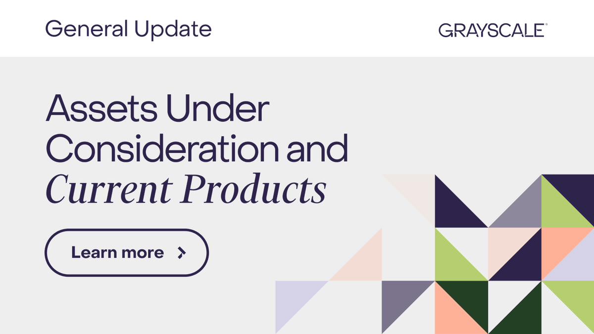 Grayscale's tweet image. Learn about the diverse digital assets we’re considering for future investment products and explore those already part of our offerings in our latest Assets Under Consideration update. Are we missing anything? 🤔
Read the full list and article: grayscale.com/blog/general-u…