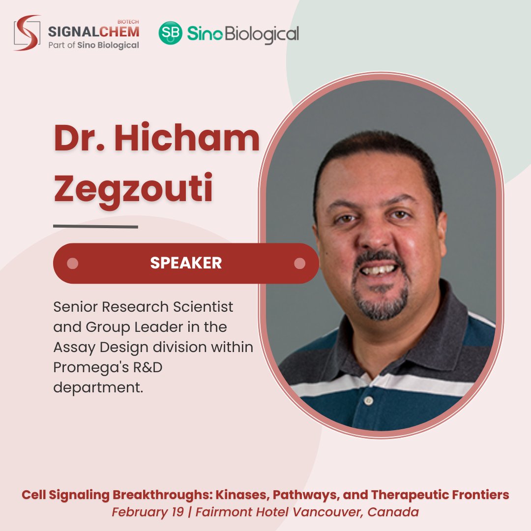 Meet Dr. Hicham Zegzouti, Senior Scientist at Promega, in our Speaker Spotlight Series! A leader in kinase signaling and drug discovery, he has 30+ publications and a PhD from Toulouse. Hear him at the Cell Signaling Symposium on Feb 19.  

Register: ow.ly/q1Eh50UCeTV