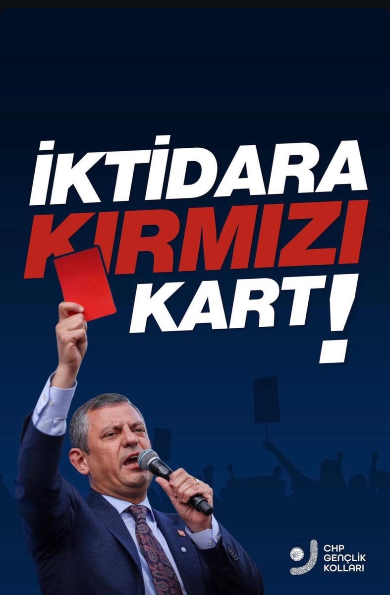 Genel Başkanımız Sayın <a href="/eczozgurozel/">Özgür Özel</a> ‘in 
iktidara gösterdiği #kırmızıkart ‘a karşı ses ne üzücü ki muhalif kesimden geliyor.  
Toplumsal muhalefeti büyütmeden bu karanlık günleri aşamayız
#KırmızıKartGösteriyoruz bu düzeni değiştirmek için geliyoruz! 
<a href="/herkesicinCHP/">CHP 🇹🇷</a>