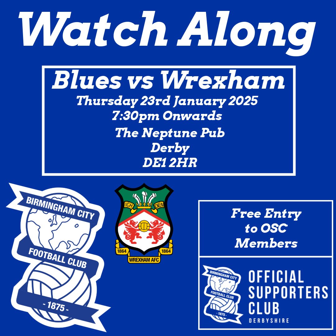 What's This?... 

Can't Make the Game? Why not watch it with some fellow Blue Noses! All OSC Members welcome! 

Not a member? Join now! bcfcosc.com

<a href="/OSCBCFC/">Birmingham City FC OSC</a> 

#BluesOSC #BirminghamCity #KRO
