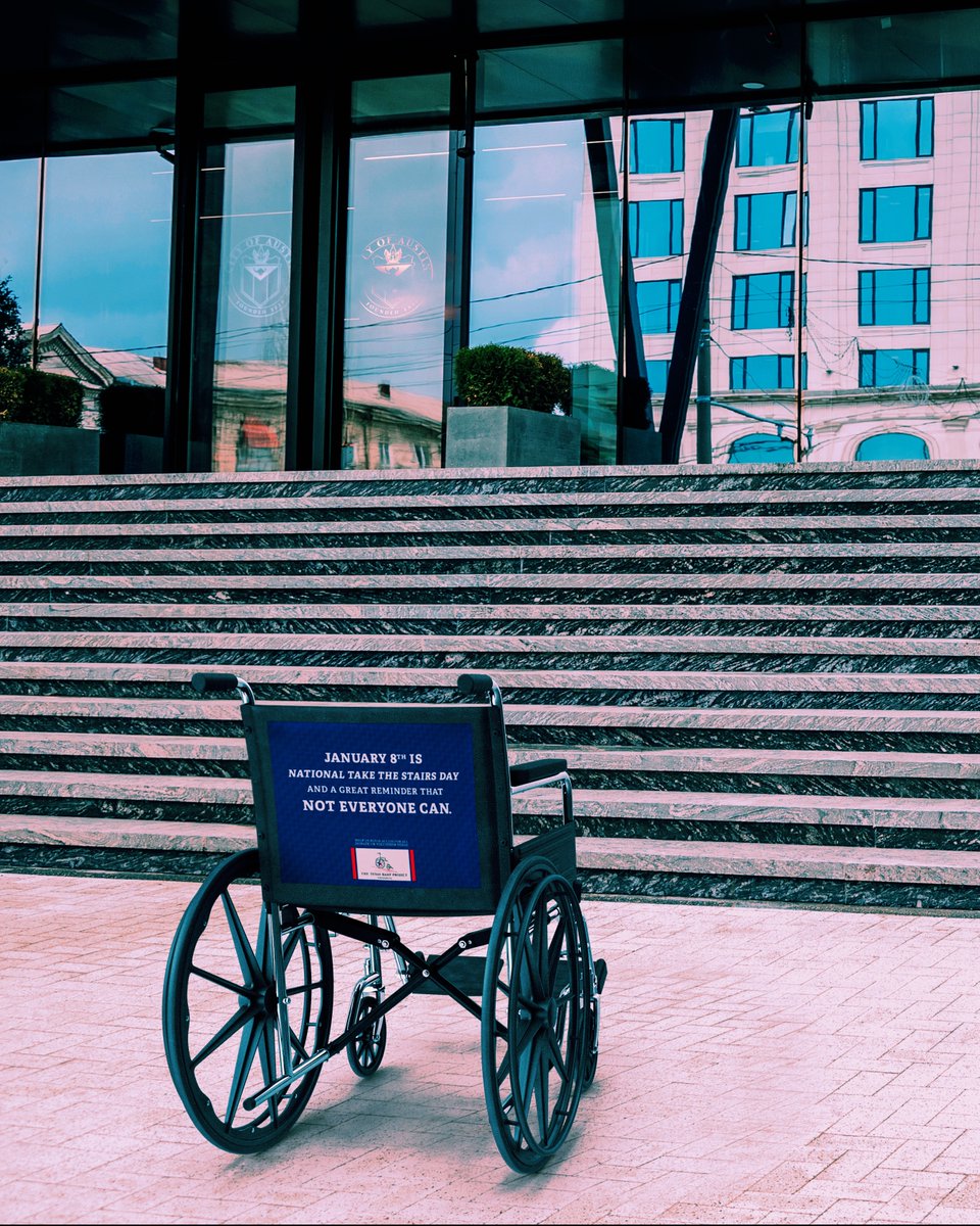 We used #nationaltakethestairsday as an opportunity to remind passersby that not everyone can just take the stairs. The Texas Ramp Project works with volunteers across the state building ramps to help the disabled and low-income adults gain mobility and freedom.