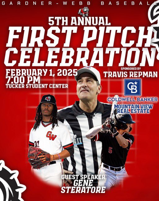 Jim Chester (@coachjchester) on Twitter photo 75 Tickets 🎟 Left!
Don't miss the opportunity to support Gardner-Webb Baseball and hear from Gene Steratore 🏈!
👇Tickets and Sponsorship Opportunities👇
gwusports.com/sports/2024/11…
<a href="/gardnerwebb/">Gardner-Webb</a>
<a href="/GardnerWebbAlum/">GWU Alumni Relations</a>
<a href="/GWUBaseball/">Gardner-Webb Baseball</a>
<a href="/GWUSports/">Gardner-Webb Athletics</a> 75 Tickets 🎟 Left!
Don't miss the opportunity to support Gardner-Webb Baseball and hear from Gene Steratore 🏈!
👇Tickets and Sponsorship Opportunities👇
gwusports.com/sports/2024/11…
<a href="/gardnerwebb/">Gardner-Webb</a>
<a href="/GardnerWebbAlum/">GWU Alumni Relations</a>
<a href="/GWUBaseball/">Gardner-Webb Baseball</a>
<a href="/GWUSports/">Gardner-Webb Athletics</a>