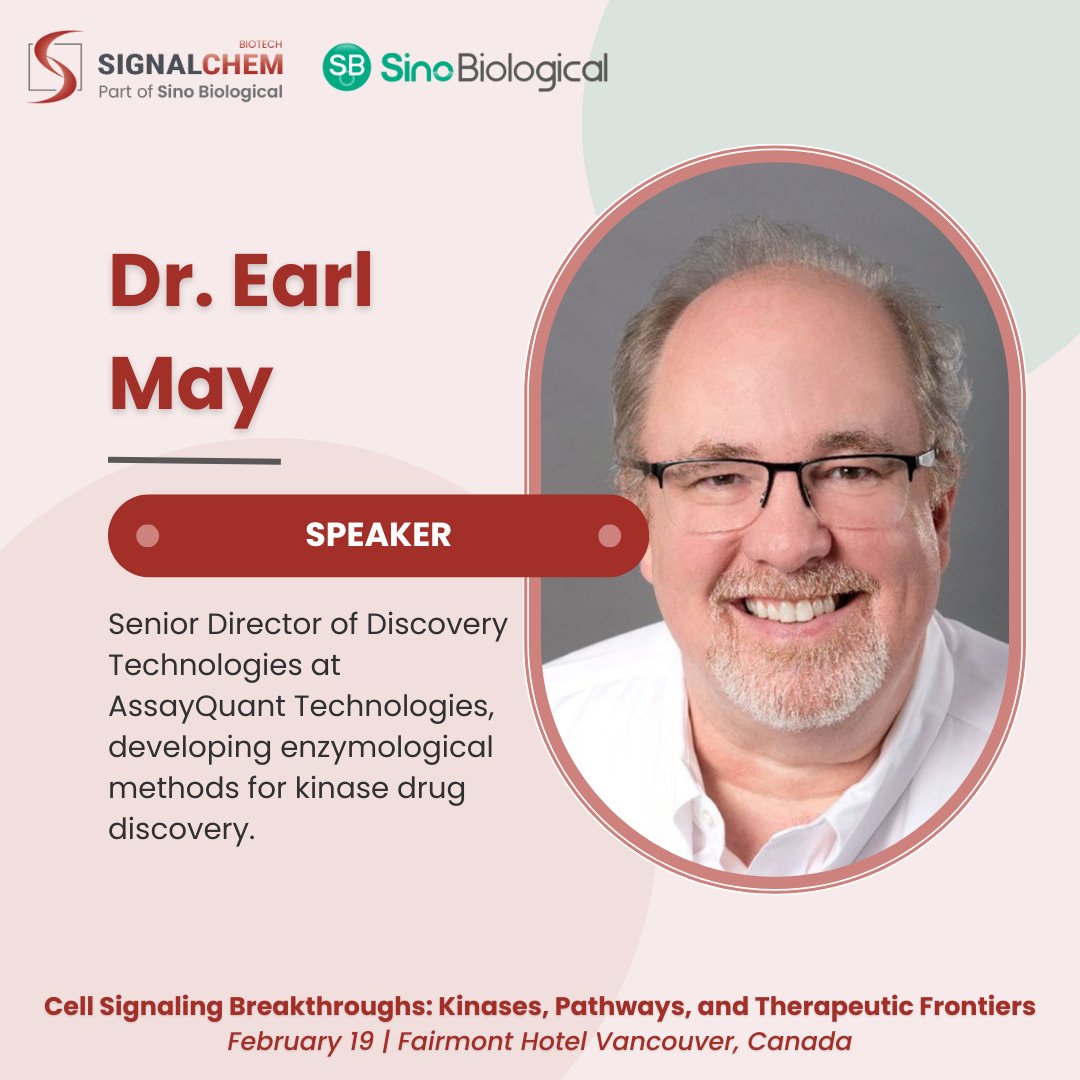 SignalChem Biotech Inc. (@signalchem) on Twitter photo Meet Dr. Earl May, Senior Director at
<a href="/assayquant/">AssayQuant Technologies, Inc.</a>, in our Speaker Spotlight Series! A leader in kinase drug discovery with a PhD from Yale, Dr. May has driven breakthroughs in biochemistry and enzymology.
π
Join the Cell Signaling Symposium on Feb 19: ow.ly/X0jV50UCN4Q Meet Dr. Earl May, Senior Director at
<a href="/assayquant/">AssayQuant Technologies, Inc.</a>, in our Speaker Spotlight Series! A leader in kinase drug discovery with a PhD from Yale, Dr. May has driven breakthroughs in biochemistry and enzymology.
π
Join the Cell Signaling Symposium on Feb 19: ow.ly/X0jV50UCN4Q