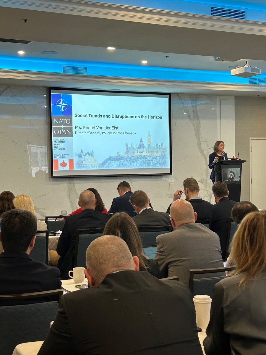 Are you interested in social trends and possible disruptions on the horizon? Kristel Van der Elst, our Director General, just delivered an insightful talk at the NATO Strategic Foresight Analysis 2025. Find our social foresight work here: horizons.service.canada.ca/en/our-work/so… #SocialTrends