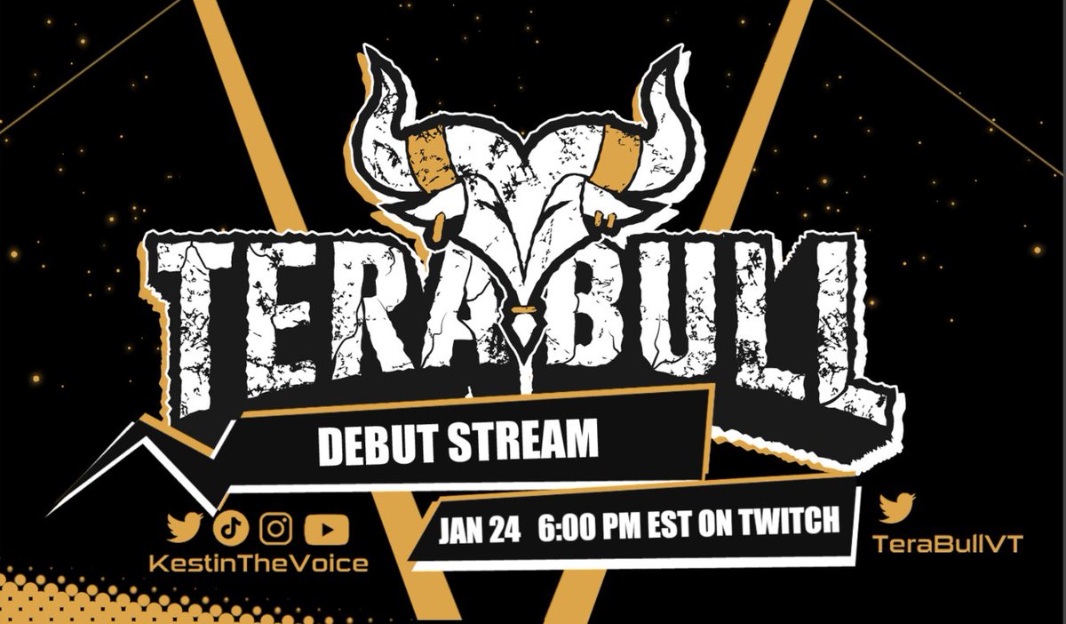 About time we start this rodeo!
Jan 24th.
6:00 PM EST
On <a href="/Twitch/">Twitch</a> at "TeraBull_Vtuber".
See y'all then! 💪
twitch.tv/terabull_vtuber
