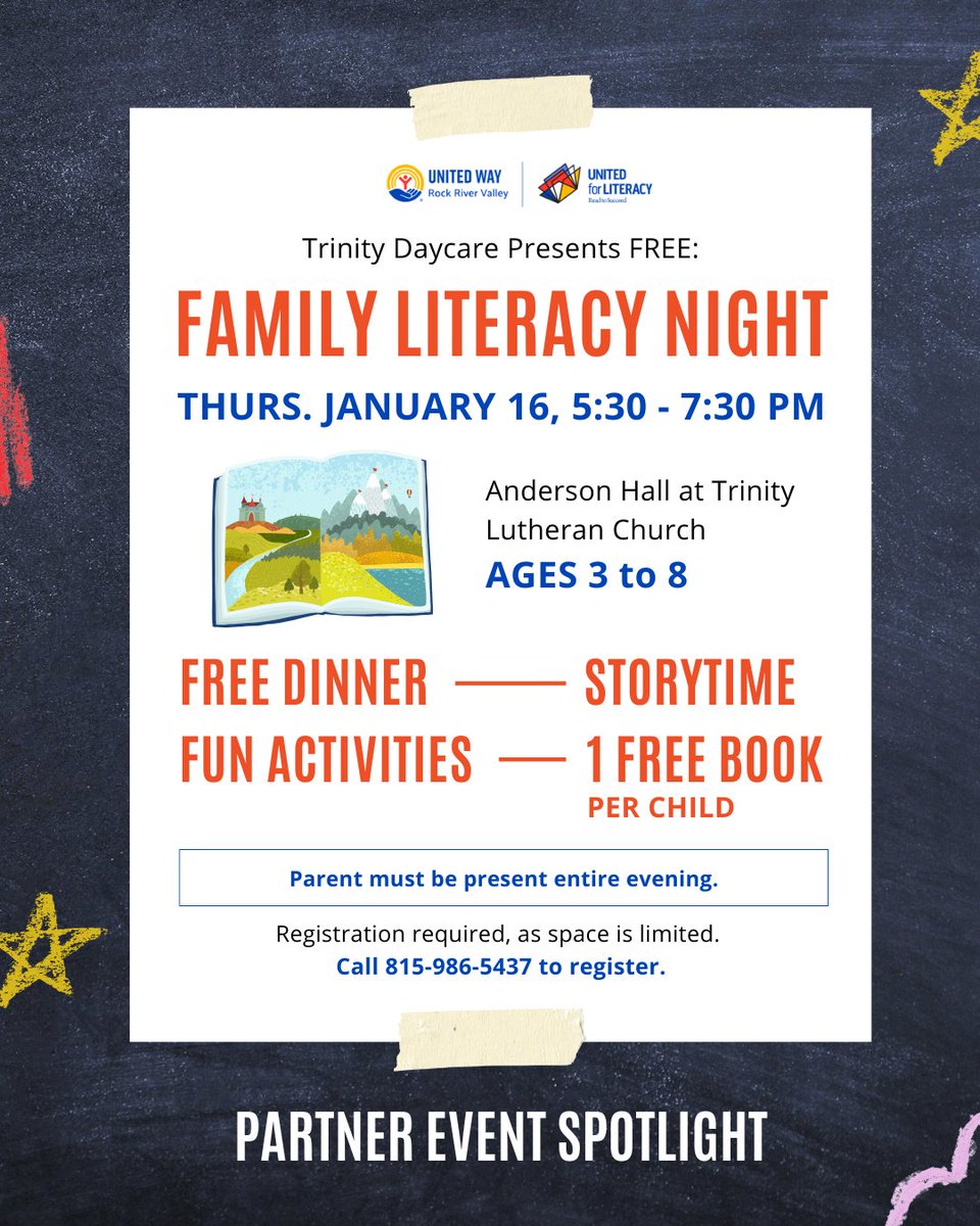 NEXT WEEK! Bring your children to Family Literacy Night at Trinity Daycare for a night of food, fun, and learning. #UnitedforLiteracy #UWRRV