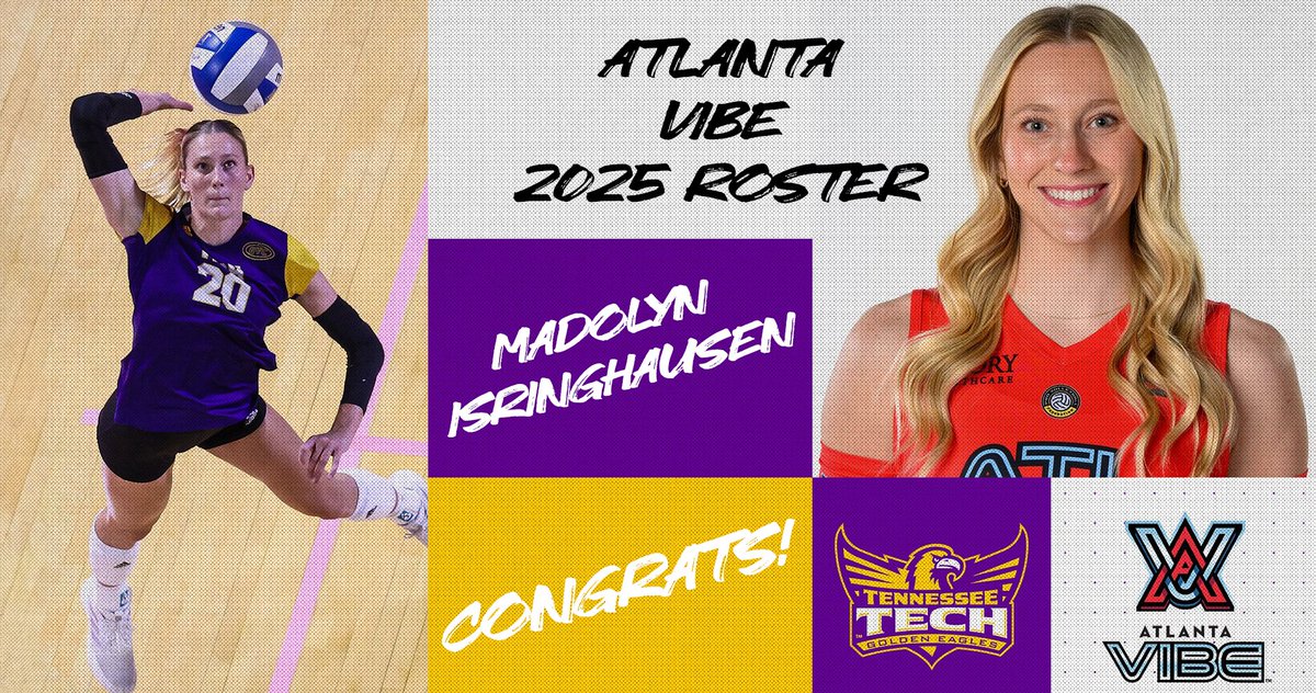 TNTechVball's tweet image. Isringhausen named to opening day roster for Pro Volleyball Federation's Atlanta Vibe

📰: tinyurl.com/yrewa2ty

#WingsUp #OVCit