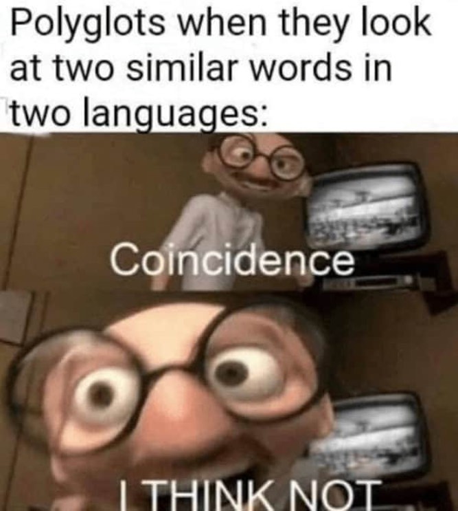 Often, being multilingual can help you recognize unfamiliar words in a new language!
But sometimes… it really is just a coincidence. Think the word “delito” in Spanish means “delight?” It actually means “crime!” Which false cognate has tripped you up?