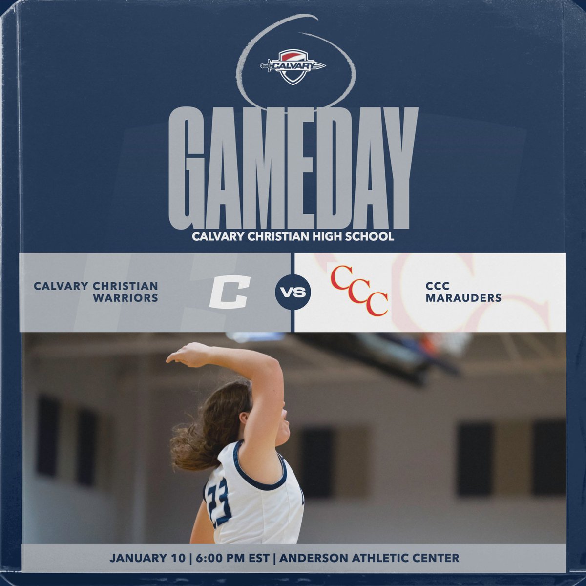 It's Game Day Warriors!

Come out to the AAC tonight for a triple header to cheer on your Calvary Warriors against CCC!
JV Boys 4:30 | V Girls 6:00 | V Boys 7:30.

<a href="/SportsCalvary/">Calvary Christian HS</a> 
<a href="/Biggamebobby/">Bob Putnam</a>