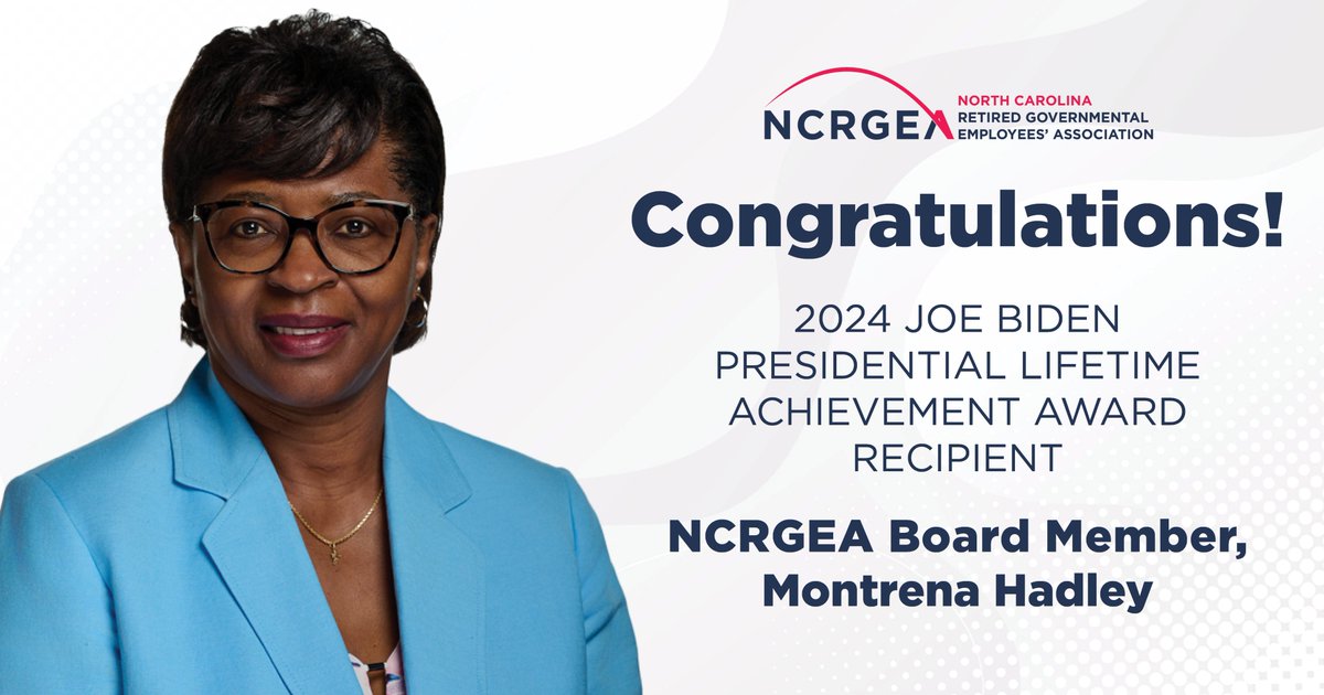 Congratulations to Montrena Hadley, NCRGEA Board Member, on receiving the 2024 Joe Biden Presidential Lifetime Achievement Award! With over 30 years of experience in local government, we thank you for your achievement and dedication in service. ncrgea.com