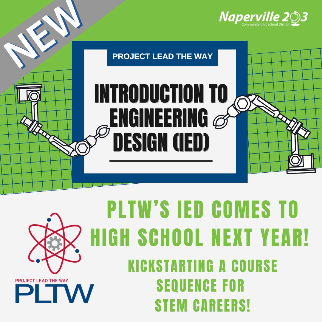 🚀 Exciting news! Starting next school year, we're launching Introduction to Engineering Design through PLTW! Get ready for hands-on STEM experiences that prepare you for future careers. Stay tuned for more courses! #STEMEducation #Elevate203