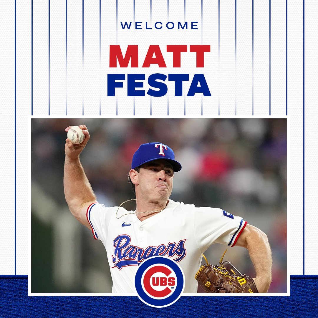 Cubs's tweet image. The #Cubs today acquired RHP Matt Festa from the Texas Rangers for cash considerations. The Cubs 40-man roster currently stands at 40 players.

Welcome to Chicago, Matt!