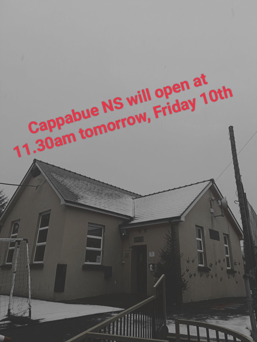 Cappabue NS hopes to open at 11:30am tomorrow, Friday 10th January.

We're really looking forward to welcoming all our pupils back to school after the Christmas break 😊