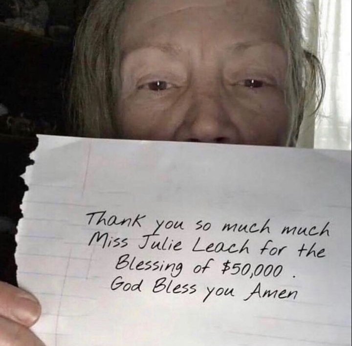 Congratulations on your winnings package Mrs Phyllis