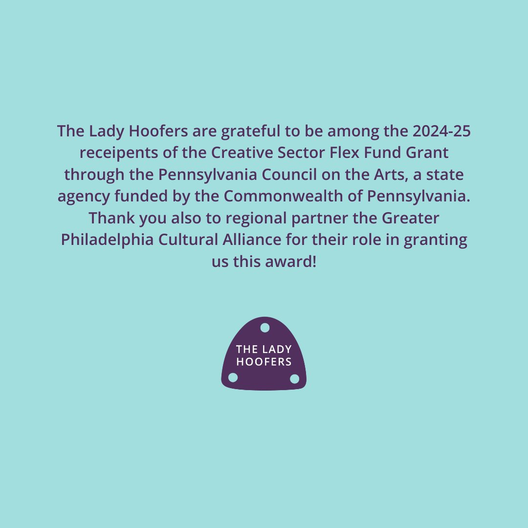 We are proud to announce that The Lady Hoofers Tap Ensemble is a recipient of this year’s Creative Sector Flex Fund! Thanks to @philaculture and Pennsylvania Council on the Arts for supporting 80 incredible arts and culture organizations across Southeastern Pennsylvania.