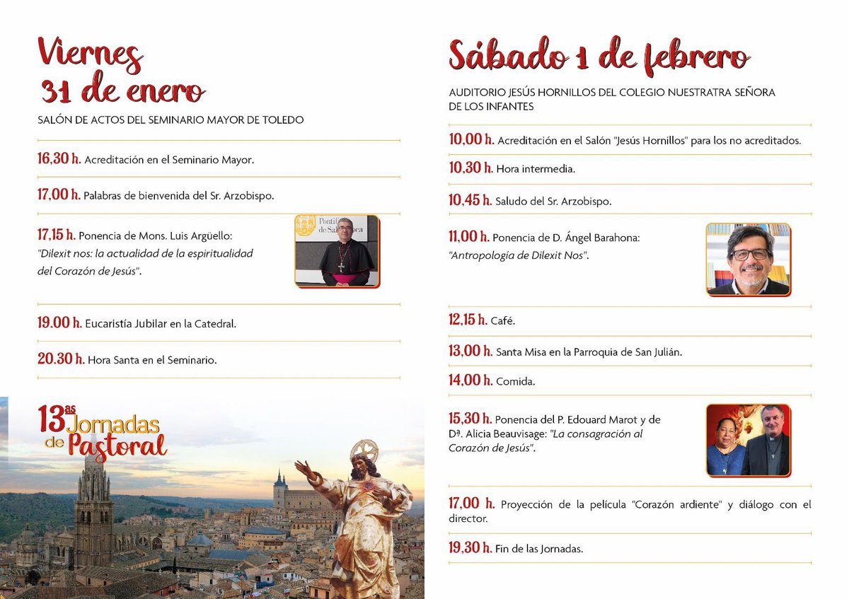 Aquí tienes el programa de las XIII Jornadas de Pastoral de <a href="/architoledo/">Archidiócesis de Toledo</a> 

Este curso están dedicadas a profundizar en la última encíclica del <a href="/Pontifex_es/">Papa León XIV</a> #DilexitNos. 

Aqui tienes el programa y el enlace de inscripción 
👇👇👇
forms.gle/USdB8nse9fkSdB…