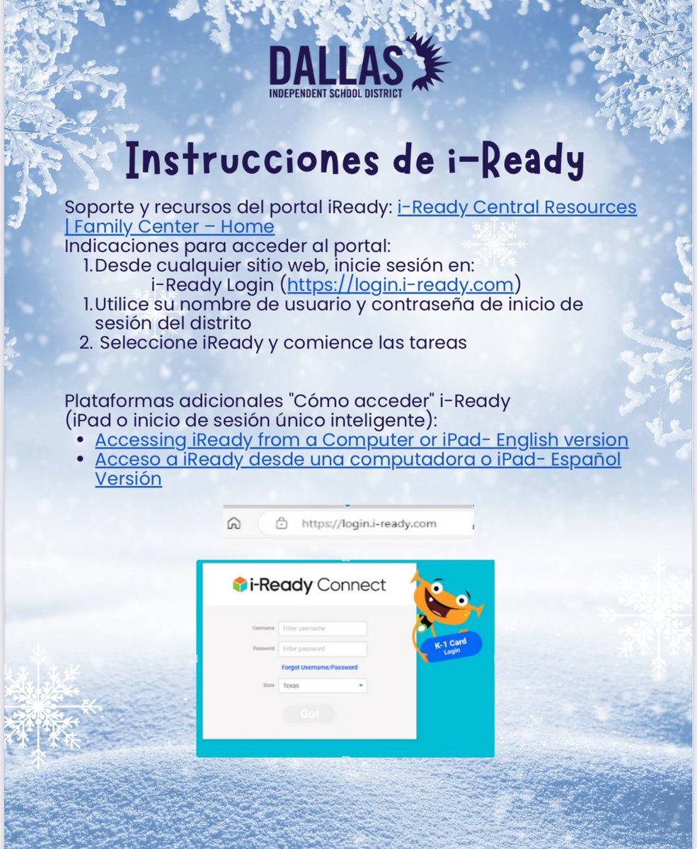 The weather outside is frightful but learning inside is delightful. Have your students log some I-Ready time.