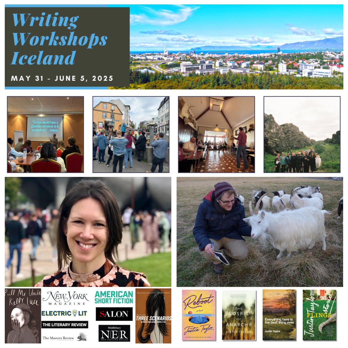 It is time to apply for <a href="/WritingWorkshps/">WritingWorkshops.com</a> annual #WritingRetreat to #Iceland! 

Join us this summer for a #FictionWorkshop led by <a href="/NewYorker/">The New Yorker</a> contributor <a href="/my19thcentury/">Justin Taylor</a> &amp; <a href="/ElectricLit/">Electric Literature</a> editor <a href="/lucekel/">Kelly Luce</a>! 

Applications close soon. Learn more here: writingworkshops.com/pages/writing-…