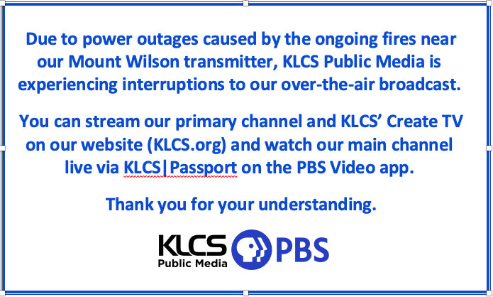 KLCS' primary channel and Create TV are available on our website klcs.org and KLCS|Passport watch.klcs.org/livestream/?se…