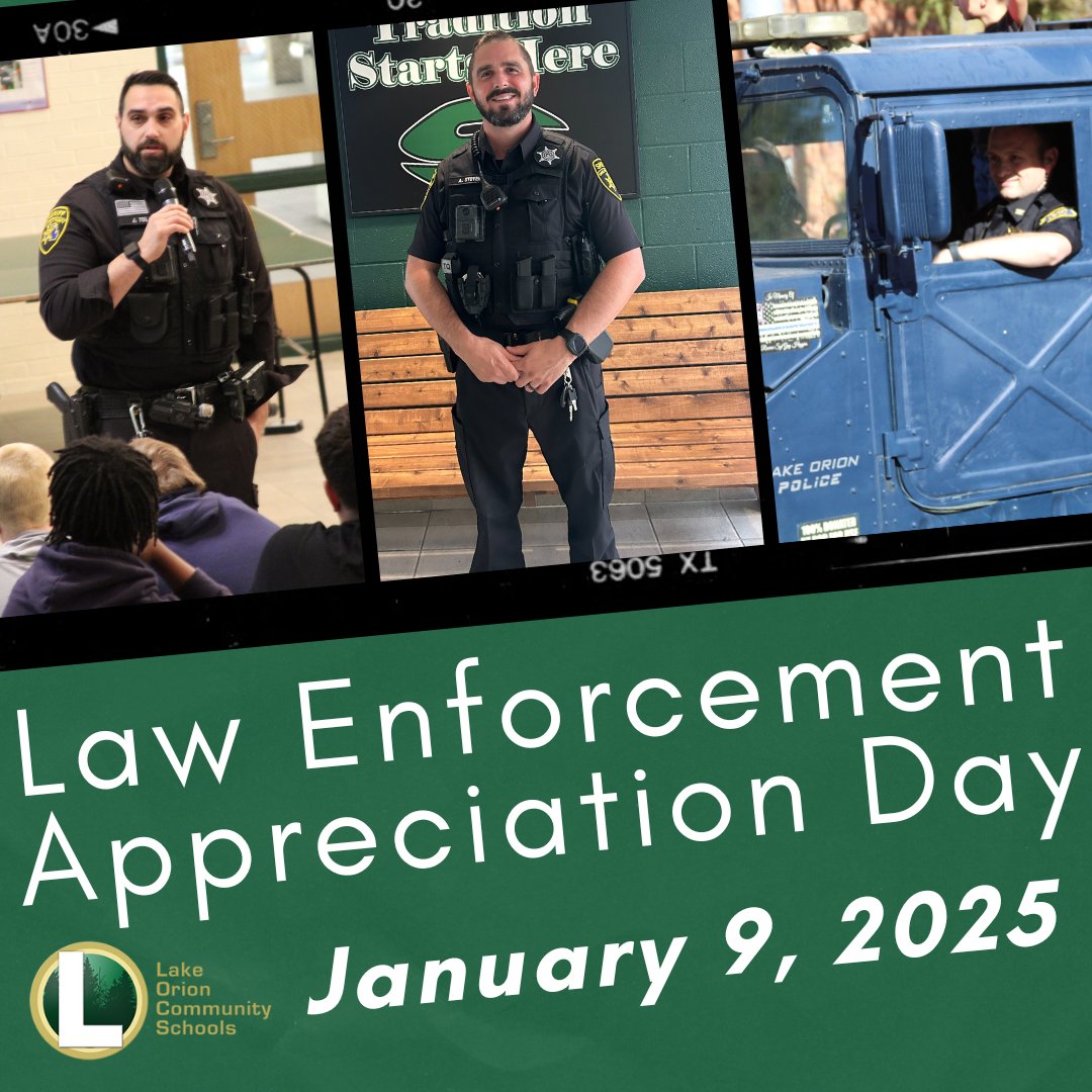 Lake Orion Community Schools (@lkorionschools) on Twitter photo Every day, LOCS appreciates the law enforcement partners who protect our Dragons. Today, on #LawEnforcementAppreciationDay, we want to make sure the <a href="/oaklandsheriff/">Oakland County Sheriff’s Office</a> and LO Police Department are recognized. Thanks for all they do. #AlwaysLakeOrion Every day, LOCS appreciates the law enforcement partners who protect our Dragons. Today, on #LawEnforcementAppreciationDay, we want to make sure the <a href="/oaklandsheriff/">Oakland County Sheriff’s Office</a> and LO Police Department are recognized. Thanks for all they do. #AlwaysLakeOrion