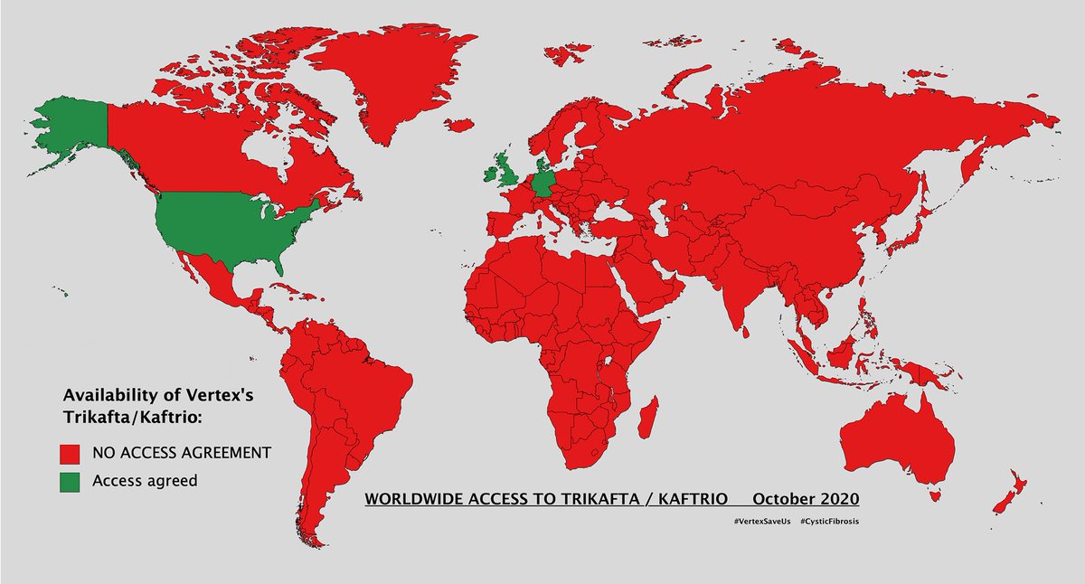 💊 #CashInvestigation Les patients sud-africains ne sont pas les seuls à ne pas avoir accès au Kaftrio du laboratoire Vertex. L’association VertexSaveUs s’est donnée pour mission de recenser tous les pays dans lesquels les malades n’ont pas accès au Kaftrio du laboratoire Vertex.