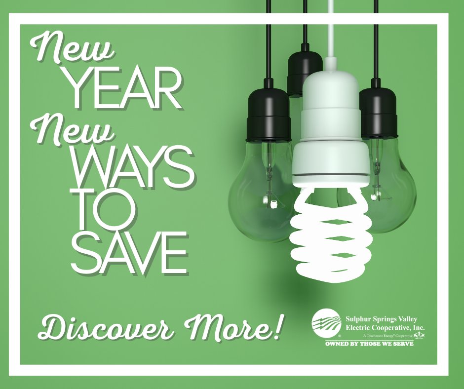 SSVEC (@ssvecaz) on Twitter photo Do your New Year resolutions include learning more about electric bill savings?
Members can email energyaudit@ssvec.com or call 520-515-3497 to book a FREE energy efficiency audit.
#SSVEC #SSVECAZ Do your New Year resolutions include learning more about electric bill savings?
Members can email energyaudit@ssvec.com or call 520-515-3497 to book a FREE energy efficiency audit.
#SSVEC #SSVECAZ