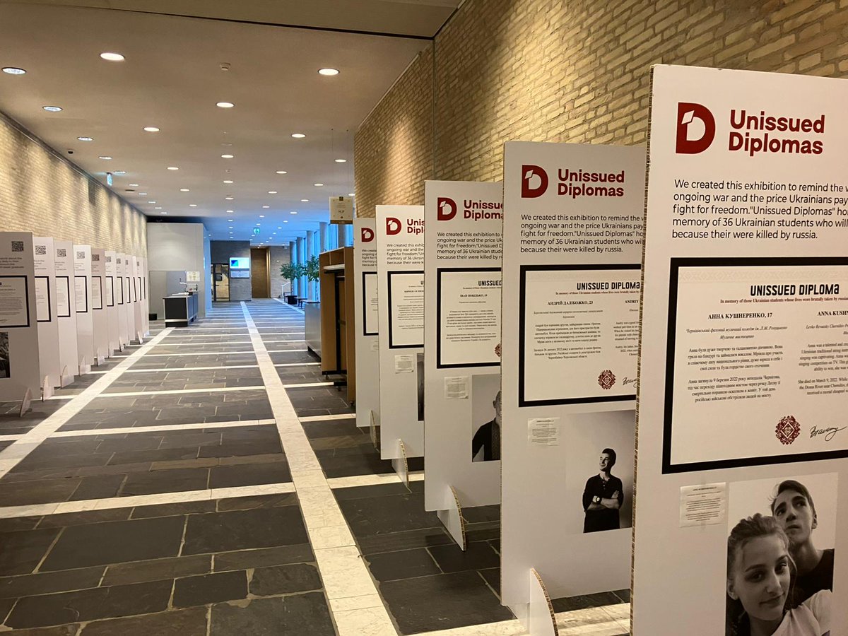 The exhibition "Unissued Diplomas" uncovers the stories of 40 Ukrainian students killed by russian shelling. The exhibition is now visible at the Tilburg University in the Netherlands until medio February 2025. After that it will be shown at the University of Amsterdam