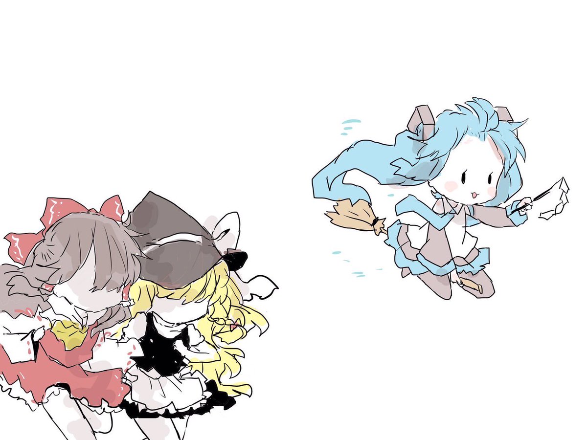 博麗霊夢 ,初音ミク ,霧雨魔理沙 「おはようございます再掲 」|sakiのイラスト
