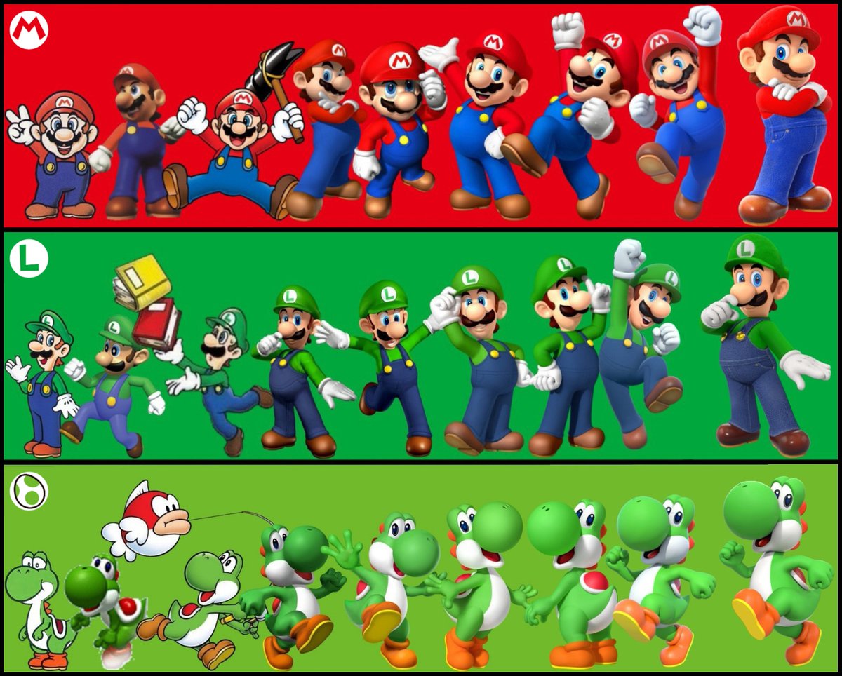 AcpLrp310's tweet photo. 🔴🟢🦖Mario, Luigi, &amp; Yoshi Eras Evolution🪙🍄⭐️

✨Then to Now🌟

#Mario #Luigi #Yoshi #SNES #N64 #GBA #GCN 
#DS #Wii #3DS #WiiU #NintendoSwitch 
#SuperMario #Nintendo #Eras 
#Evolution #Comparison #Edit https://t.co/KkhMVVqLau