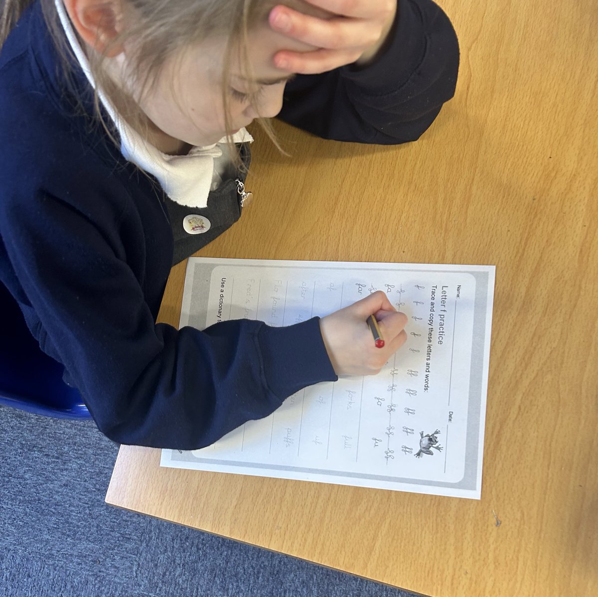 We practised writing the letter f today in cursive. It required lots of concentration and perseverance ✏️