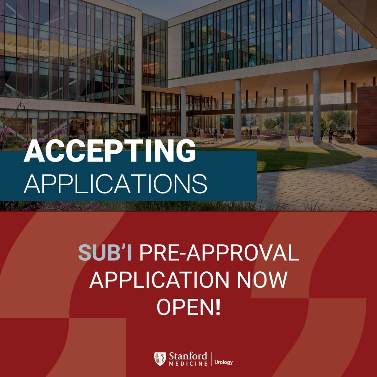 Stanford Urology (@stanfordurology) on Twitter photo The pre-approval application for Sub-I's is now open! Get all the details and apply today using the link below:
urology.stanford.edu/education/cler…
<a href="/liaojoe1/">Joseph Liao, MD</a> <a href="/contisimon/">Simon Conti</a> <a href="/DrBenjaminChung/">Benjamin Chung</a> <a href="/DrMEisenberg/">Michael Eisenberg</a> <a href="/DrEnemchukwu/">Ekene Enemchukwu, MD, MPH, FACS</a> <a href="/guolan/">suqian</a>
<a href="/johnleppert/">John Leppert</a> <a href="/SoerensenSimon/">Simon</a> <a href="/geoffsonn/">Geoffrey A. Sonn, MD</a> <a href="/RyanRSunMD/">Ryan Sun</a> <a href="/williamyshi/">William Shi</a> The pre-approval application for Sub-I's is now open! Get all the details and apply today using the link below:
urology.stanford.edu/education/cler…
<a href="/liaojoe1/">Joseph Liao, MD</a> <a href="/contisimon/">Simon Conti</a> <a href="/DrBenjaminChung/">Benjamin Chung</a> <a href="/DrMEisenberg/">Michael Eisenberg</a> <a href="/DrEnemchukwu/">Ekene Enemchukwu, MD, MPH, FACS</a> <a href="/guolan/">suqian</a>
<a href="/johnleppert/">John Leppert</a> <a href="/SoerensenSimon/">Simon</a> <a href="/geoffsonn/">Geoffrey A. Sonn, MD</a> <a href="/RyanRSunMD/">Ryan Sun</a> <a href="/williamyshi/">William Shi</a>