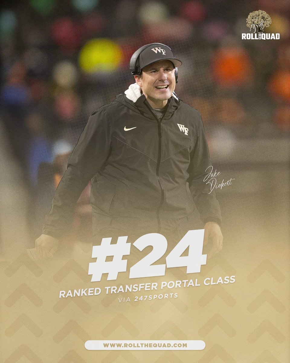 Roll The Quad NIL (@rollthequadnil) on Twitter photo π¨ππππππ: <a href="/WakeFB/">Wake Forest Football</a> has jumped up πππ more spots in the <a href="/247SportsPortal/">247Sports Transfer Portal</a> rankings!
This is just the beginning. The <a href="/CoachDickert/">Jake Dickert</a> Era is already paying dividends π ππ©
β‘οΈ: rollthequad.com/purchase-membeβ¦ π¨ππππππ: <a href="/WakeFB/">Wake Forest Football</a> has jumped up πππ more spots in the <a href="/247SportsPortal/">247Sports Transfer Portal</a> rankings!
This is just the beginning. The <a href="/CoachDickert/">Jake Dickert</a> Era is already paying dividends π ππ©
β‘οΈ: rollthequad.com/purchase-membeβ¦