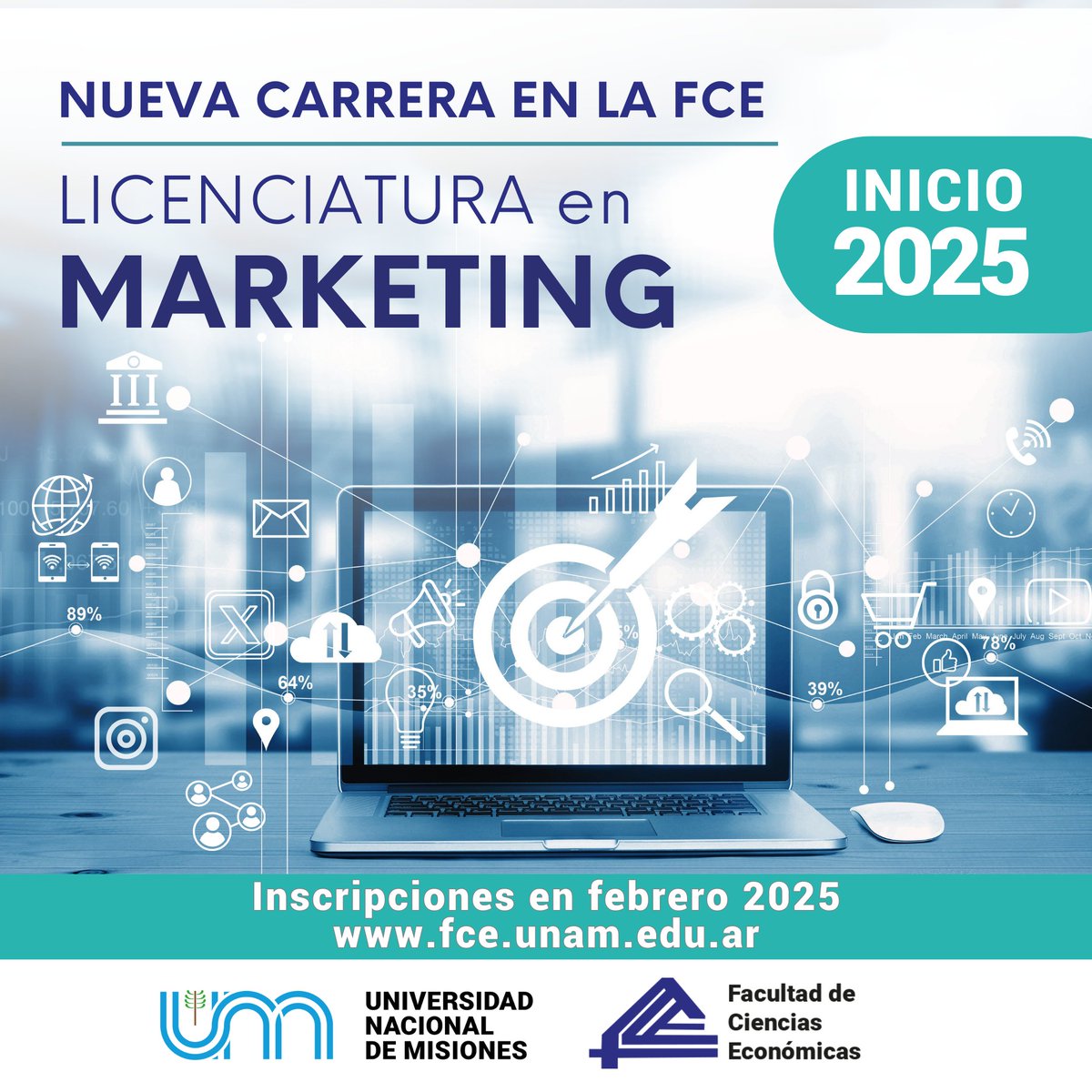 ¡Nueva carrera! Licenciatura en Marketing en la FCE UNaM, con titulación intermedia.
Informate sobre la carrera y fechas de inscripción en fce.unam.edu.ar/nueva-carrera-…