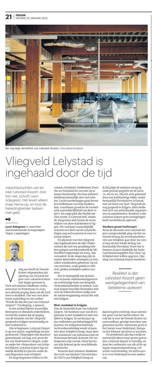 Lelystad Airport is ingehaald door de tijd.

Opiniestuk in Dagblad Trouw van 10 januari 2025 door <a href="/SATL_Lelystad/">SATL-Lelystad</a>-voorzitter <a href="/LeonAdegeest1/">Leon Adegeest</a>.

Leestip! 👇👍👊