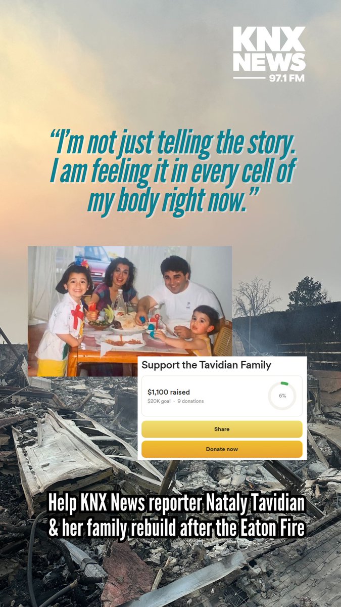 “I think I pride myself in always having empathy, but there's a very big difference between having empathy enough to tell somebody's story and to truly feel the story,” KNX News' Nataly Tavidian said after losing her childhood home to the Eaton Fire.

audacy.com/knxnews/news/l…
