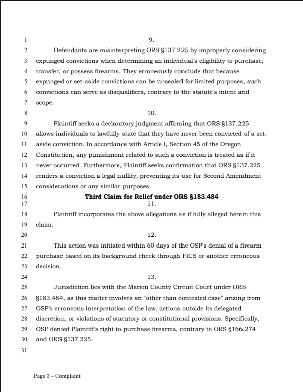 MrJoshuaYoder's tweet photo. #2A Here's a direct copy/screenshots of the petition we will likely be filing soon in my case against Oregon State Police. Does anyone in the 2A community have any input on this before it gets filed? https://t.co/2QJQHgfVpM
