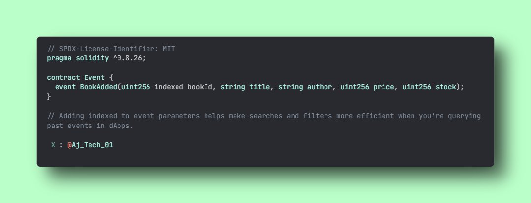 Aj_Tech_01's tweet image. ๐ Solidity Pro Tip of the Day
Adding indexed to event parameters helps make searches and filters more efficient when you're querying past events in dApps.
Alumni @blockchainih
#solidity #BlockchainTech